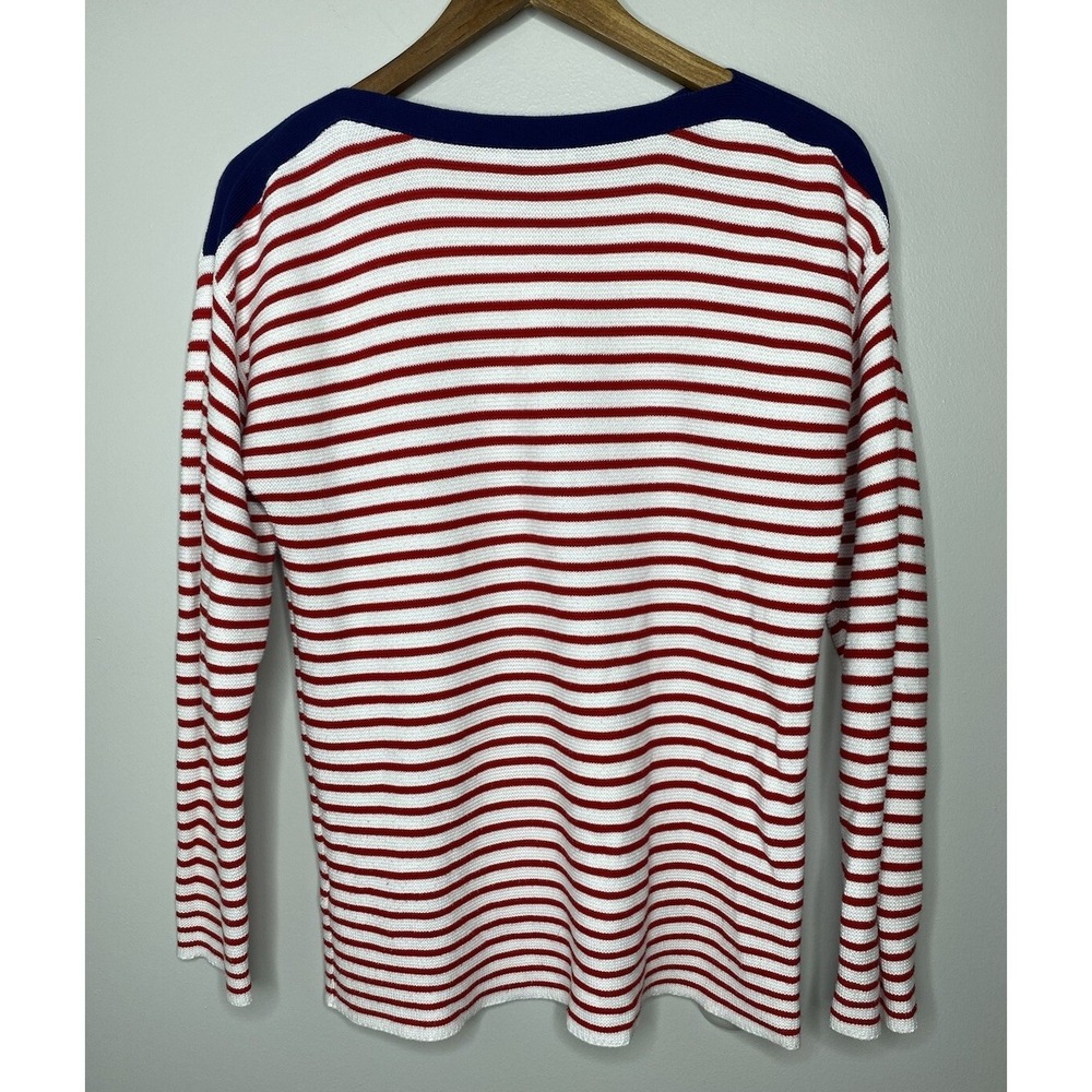 Vineyard Vines Sweater Womens Stripe Cotton Boatneck White Red Blue Size M